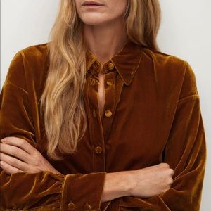 MANGO Velvet Button Shirt